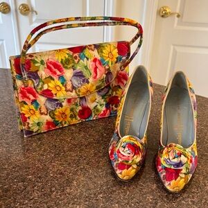 Dominic Romano New York Floral Multicolor Women's Heel Shoes Rosette 8-VINTAGE